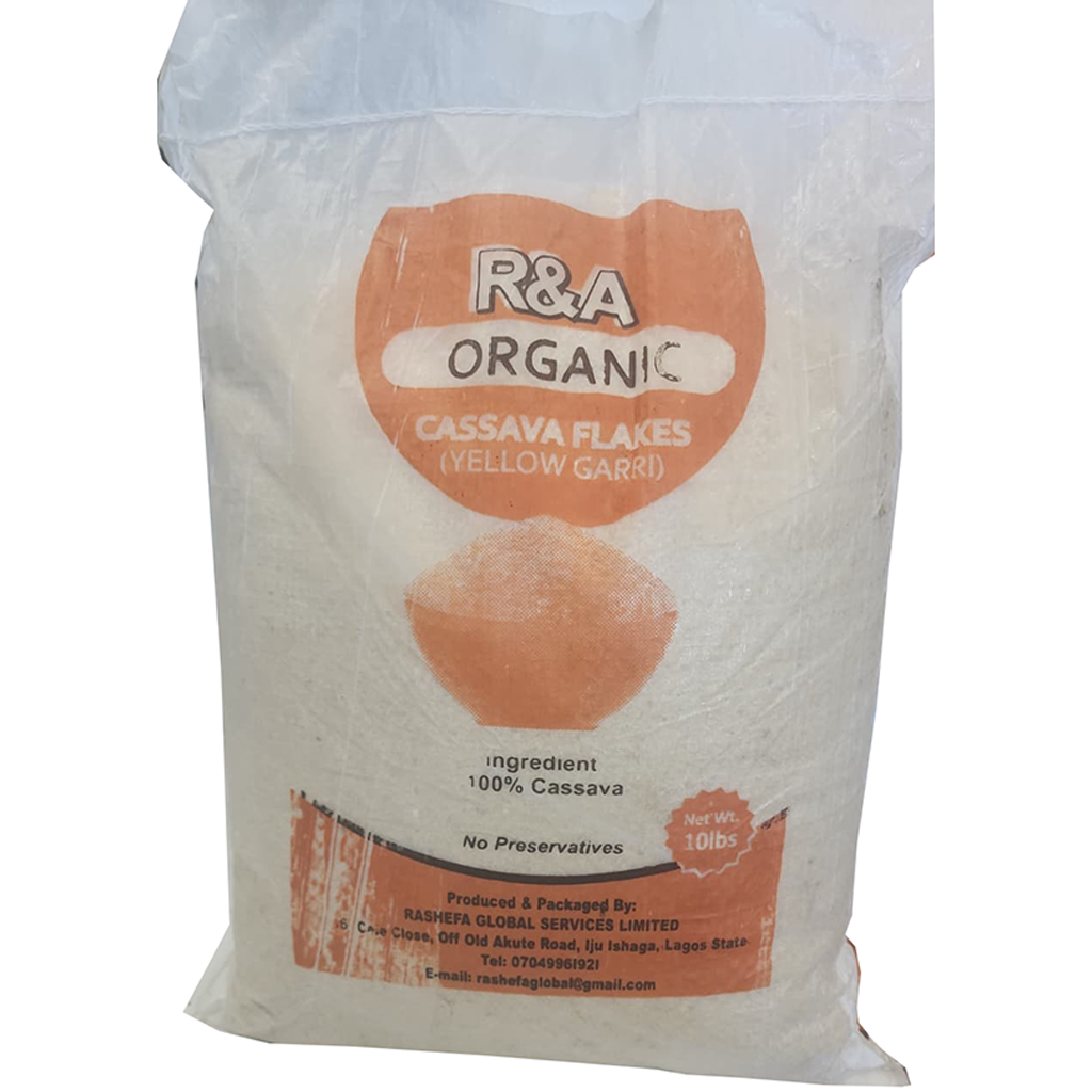 Organic Cassava Flakes R & R 10Lbs Yellow